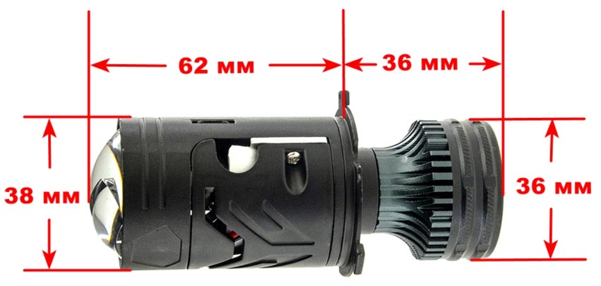 Decker LED RGX-01 5,5K H4 65/85 Вт — міні-LED-лінза H4, 1,44 (36,5 мм), 85 Вт, світлодіодна лампа-лінза H4