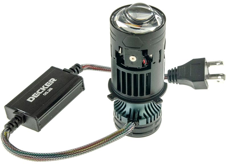 Decker LED RGX-01 5,5K H4 65/85 Вт — міні-LED-лінза H4, 1,44 (36,5 мм), 85 Вт, світлодіодна лампа-лінза H4