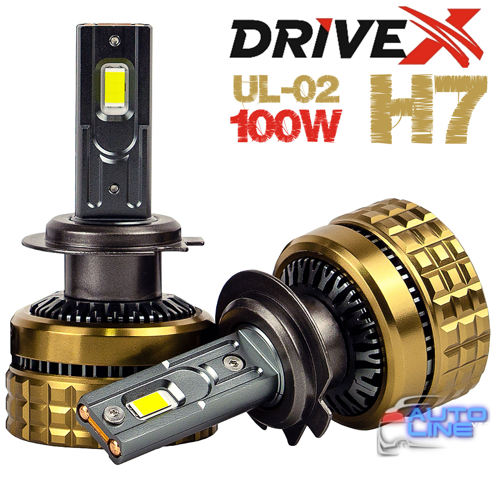 DriveX UL-02 H7/H18 6K 100W CAN 12V — мощные LED-лампы H7/H18 с обманкой 6000K/18000Lm 100 Вт