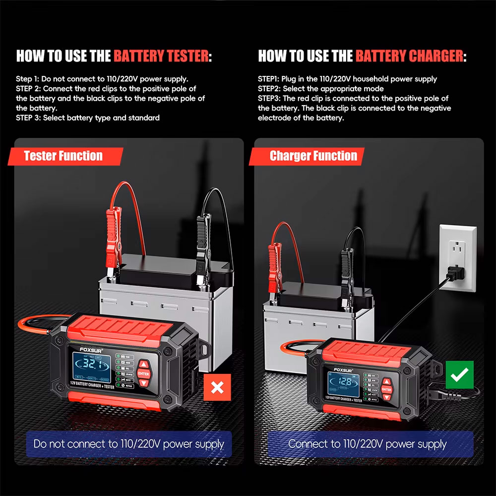 Intelligent Pulse Repair Charger 12V 6A v2 FOXSUR - интеллектуальное зарядное устройство LiFePO4 AGM GEL Lead Acid EFB Ca-Ca Wet Deep Cycle