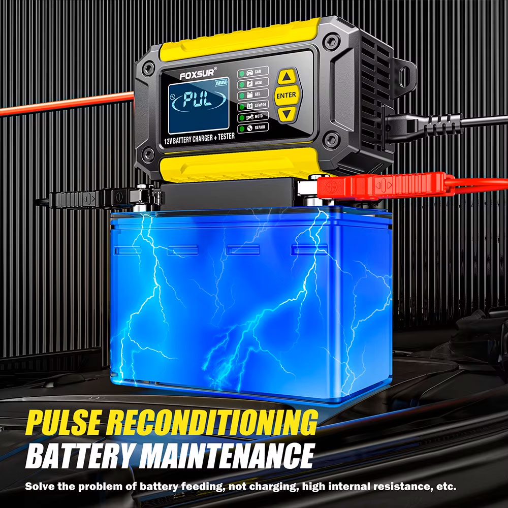 Intelligent Pulse Repair Charger 12V 6A v2 FOXSUR - интеллектуальное зарядное устройство LiFePO4 AGM GEL Lead Acid EFB Ca-Ca Wet Deep Cycle