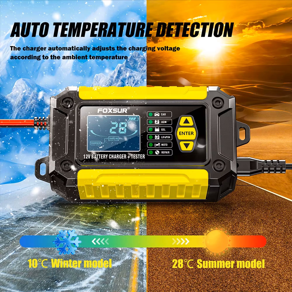 Intelligent Pulse Repair Charger 12V 6A v2 FOXSUR - интеллектуальное зарядное устройство LiFePO4 AGM GEL Lead Acid EFB Ca-Ca Wet Deep Cycle