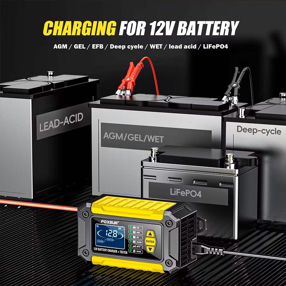 Intelligent Pulse Repair Charger 12V 6A v2 FOXSUR - интеллектуальное зарядное устройство LiFePO4 AGM GEL Lead Acid EFB Ca-Ca Wet Deep Cycle