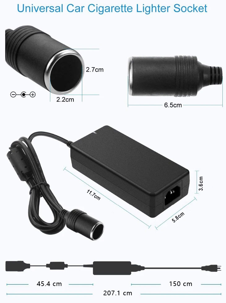 B-Power 220V/12V-6A-72W v2  — сетевой адаптер прикуривателя 72Вт, 6А бытовой адаптер 220В для автохолодильника и автопылесоса