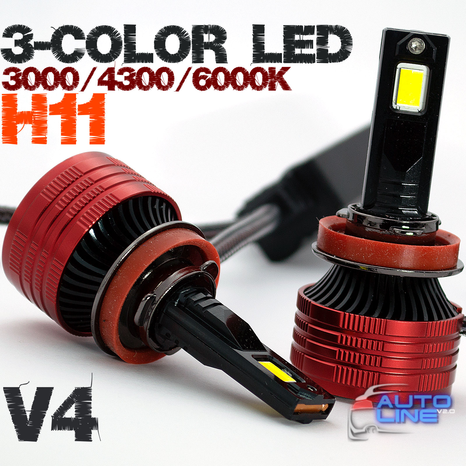 B-Power H11 LED CAN N3C V4 3000K/4300K/6000K - триколірні LED-лампи H11 3000K/4300K/6000K