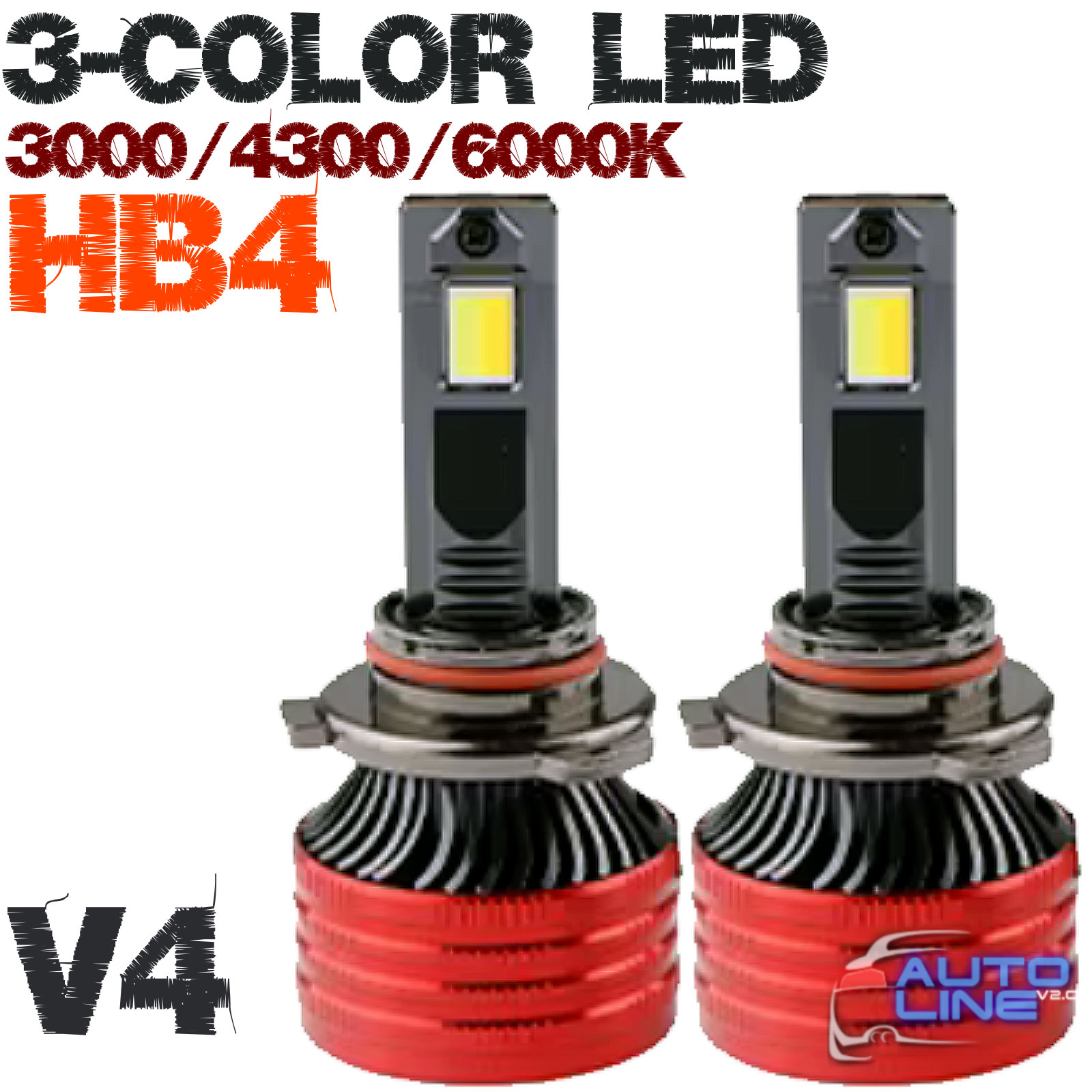 B-Power HB4/9006 LED CAN N3C V4 3000K/4300K/6000K - трехцветные LED-лампы HB4/9006 3000K/4300K/6000K с медными трубками