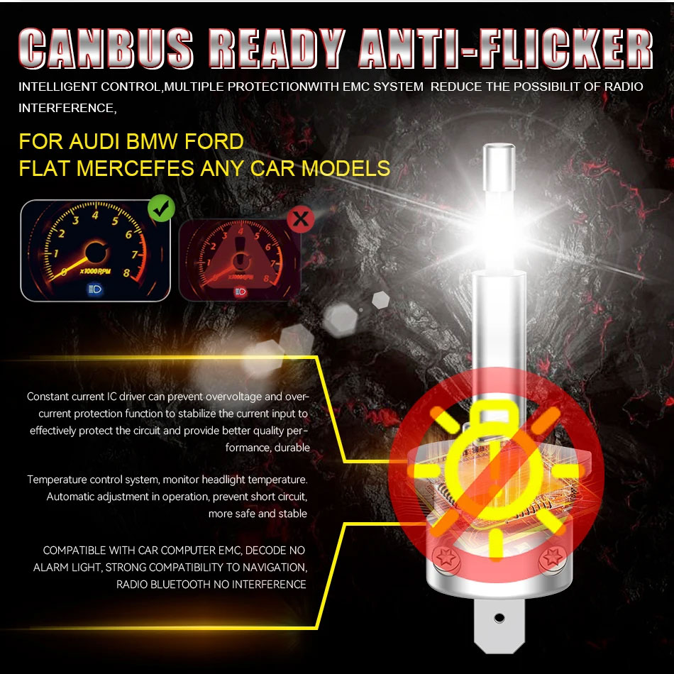 Міні 3D LED-лампи H1 для лінз і рефлектора - B-Power LED LM H1 CAN 6000K V2