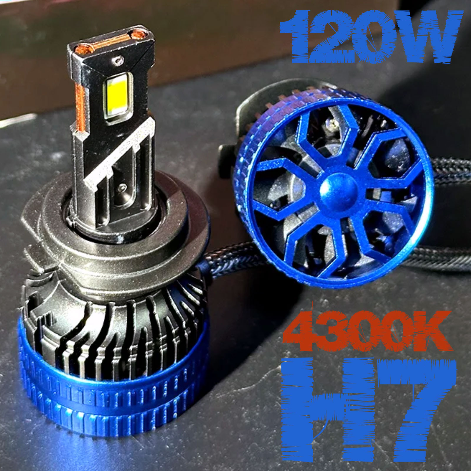 B-Power LED T1C H7 4300K 28000Lm 120W — мощные высококлассные автомобильные LED-лампы H7 4300K 9-16В