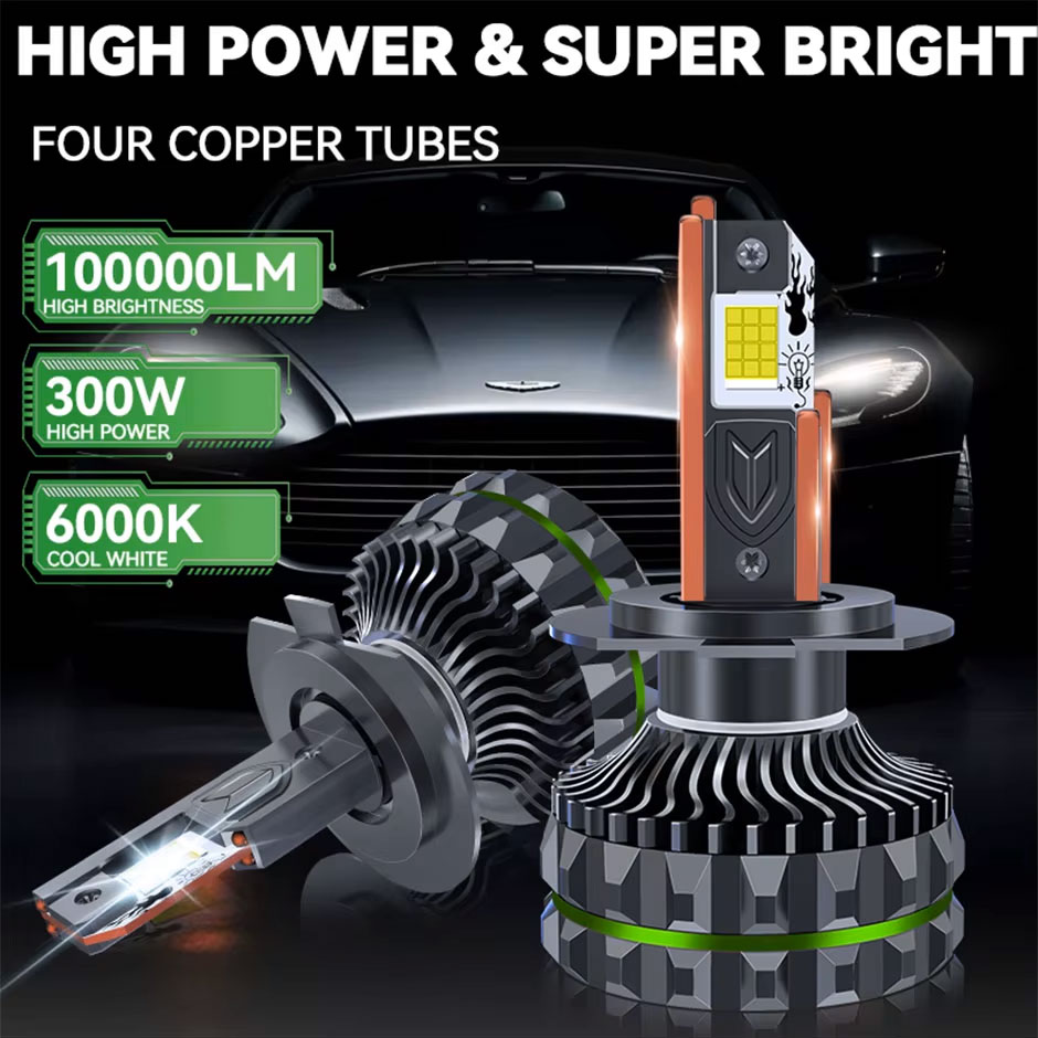 B-Power LED XL1 H4 6000K 40000Lm 160W CAN - автомобільні потужні LED-лампи H4 з обманкою, 4 мідні трубки