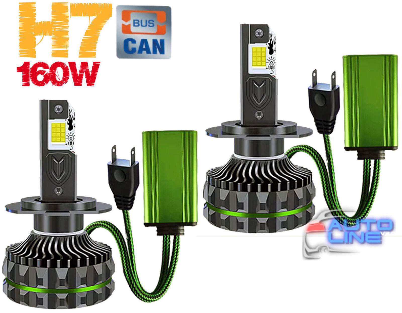 B-Power LED XL1 H7 6000K 40000Lm 160W CAN — потужні потужні LED-лампи H7 з обманкою, 4 мідні трубки