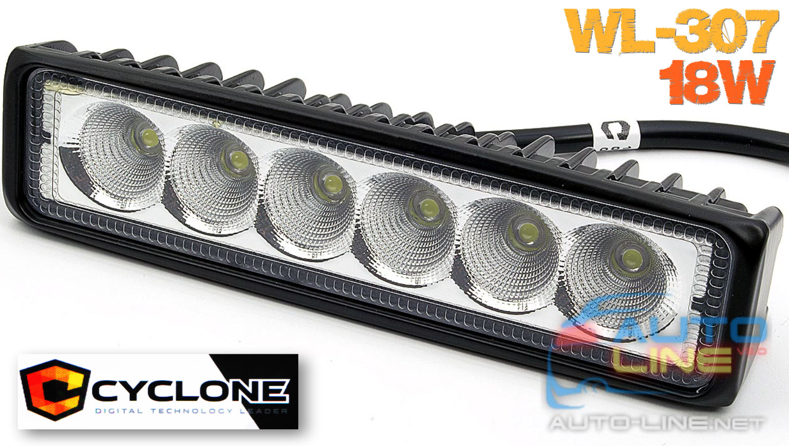 Cyclone WL-307 SLIM 18W EP6 FL - додаткова LED-фара, розсіяного світла, 6 діодів