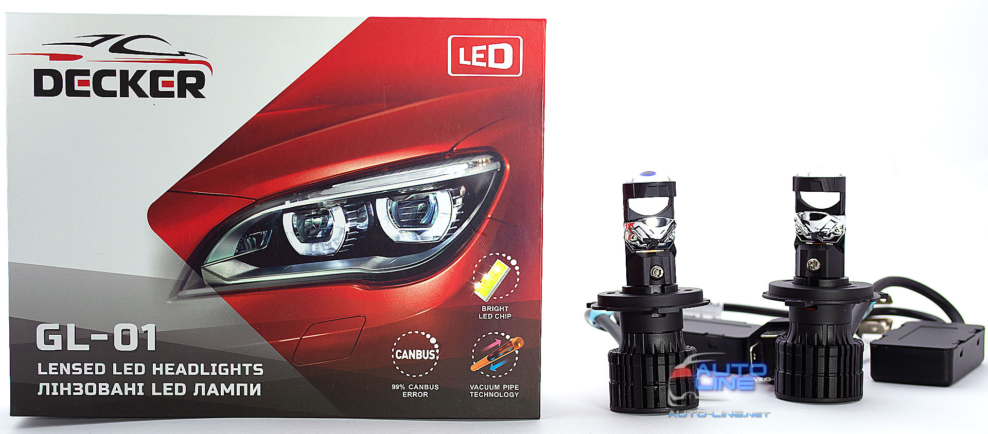 Decker LED GL-01 6K H4 - міні LED-лінзи H4, світлодіодні лампи-лінзи H4