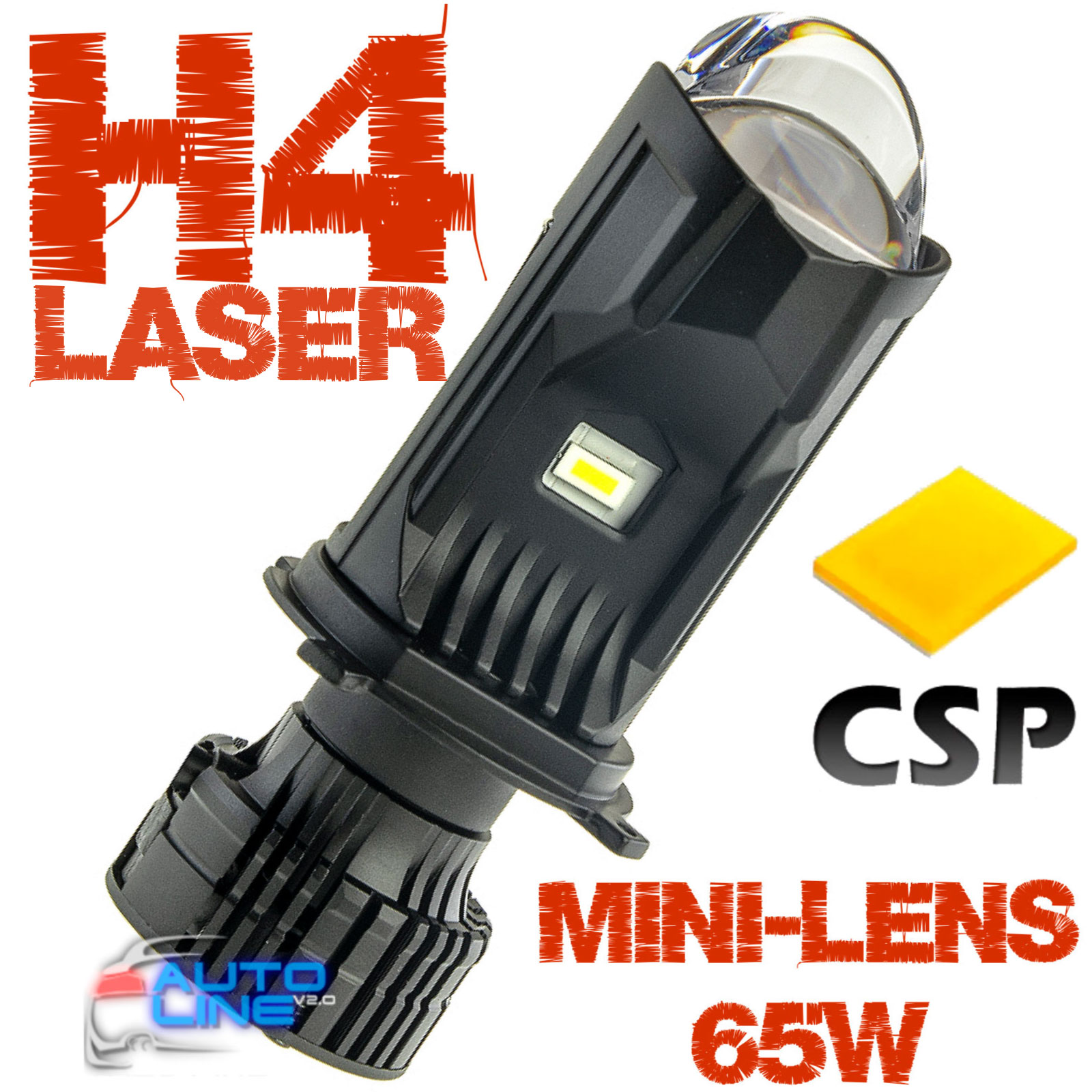 Decker LED GL-01 PRO 6K H4 H/L — лазерная LED-линза H4, светодиодная лампа-линза H4