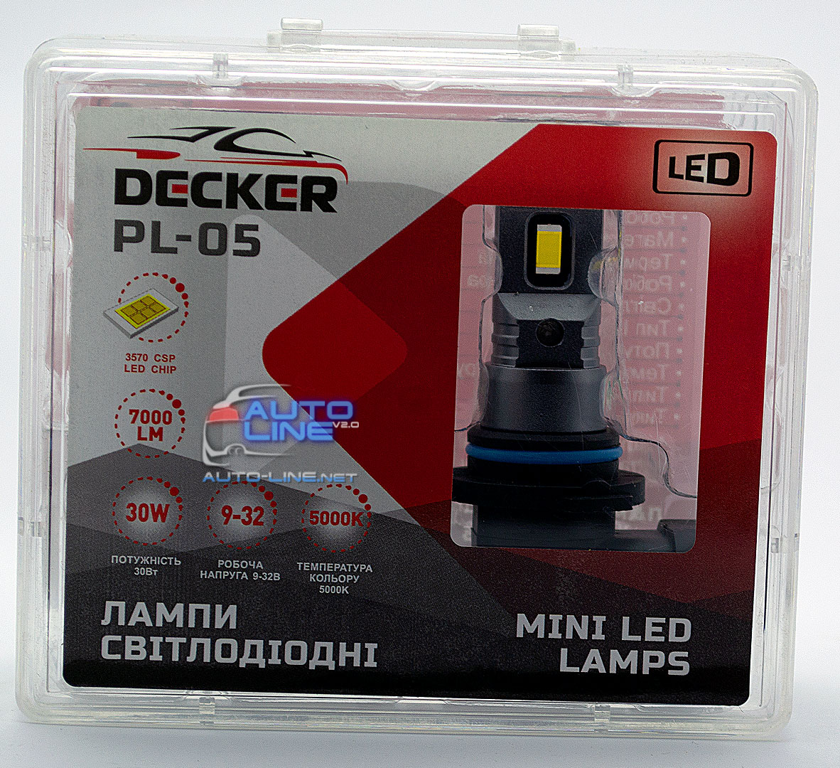 Decker LED PL-05 5K 9006 — автомобильная безвентиляторная LED-лампа HB4/9006 под галогенку, без вентилятора