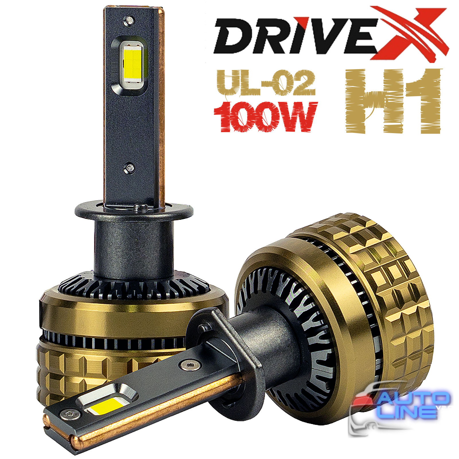 DriveX UL-02 H1 6K 100W CAN 12V — мощные LED-лампы H1 с обманкой 6000K/18000Lm 100 Вт