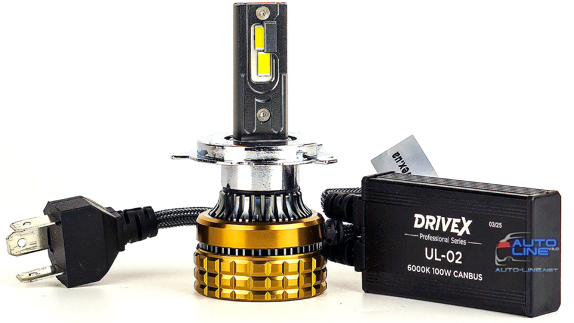 DriveX UL-02 H4/H19 6K 100W CAN 12V  — автомобильные мощные LED-лампы H4/H19 с обманкой 100 Вт