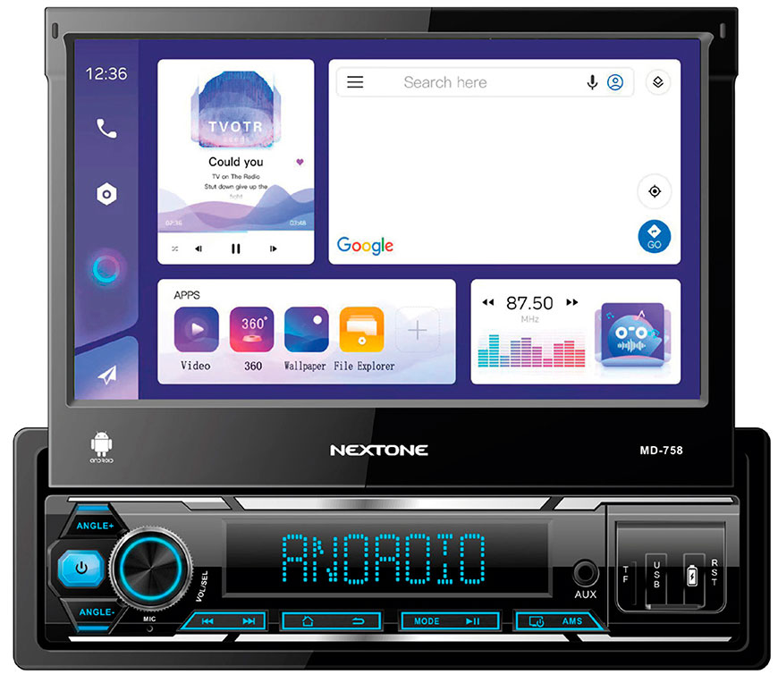 Nextone MD-758 - універсальна автомагнітола 1DIN ANDROID з моторизованим дисплеєм, високоякісний DSP процесор