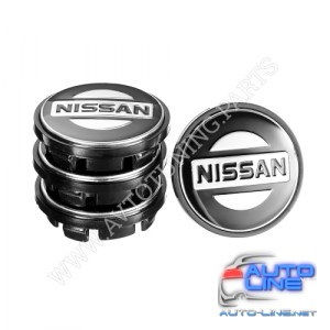 Заглушка колесного диска Nissan 65x56 черный металл (50002)