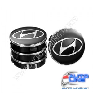 Заглушка колесного диска Hyundai 60x55 черный металл (50018)