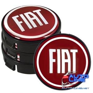 Заглушка колесного диска Fiat 60x55 красные ABS пластик (4шт.) (D)