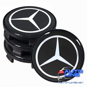 Заглушка колесного диска Mercedes 69x65 черный ABS пластик (4шт.) (D)
