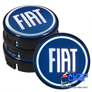 Заглушка колесного диска Fiat 60x55 синий ABS пластик (4шт.) (D)
