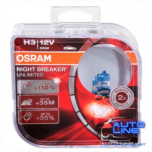 Автолампа OSRAM Night Breaker Unlimited +110% H3 12V 55W (64151NBU BOX)