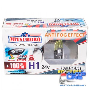 Автолампа MITSUMORO Н1 24v 70w P14,5s +100 anti fog effect (птф) (M74130 FG/2)