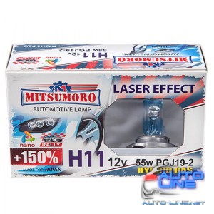 Автолампа MITSUMORO Н11 12v 55w PGJ19-2 v 2 +150 laser effect (ближний, птф) (M72110 PS/2)