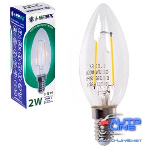 Светодиодная лампа LEDEX E14, 4W, свечка 380lm, 4000К, FILAMENT (102083)