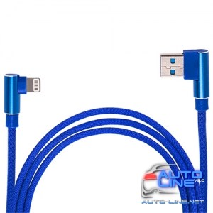 Кабель USB - Apple (Blue) 90° ((100) Bl)