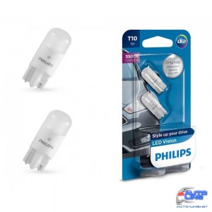 Лампа светодиодная Philips T10 W5W 5500K 12V, 2шт/блистер 127916000KB2