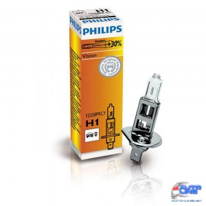 Лампа галогенная Philips H1 Vision, 3200K, 1шт/картон 12258PRC1