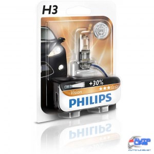 Лампа галогенная Philips H3 Vision, 3200K, 1шт/блистер 12336PRB1