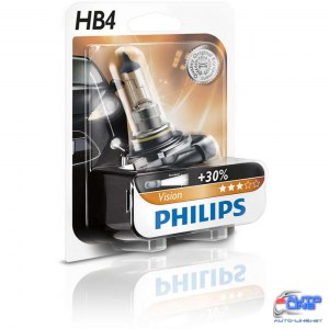 Лампа галогенная Philips HB4 Vision, 3200K, 1шт/блистер 9006PRB1