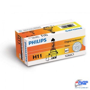 Лампа галогенная Philips H11 Vision, 3200K, 1шт/картон 12362PRC1