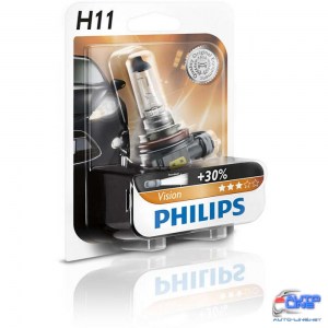 Лампа галогенная Philips H11 Vision, 3200K, 1шт/блистер 12362PRB1