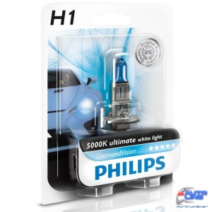 Лампа галогенная Philips H1 Diamond Vision, 5000K, 1шт/блистер 12258DVB1