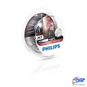 Лампа галогенная Philips H1 VisionPlus, 2шт/блистер 12258VPS2