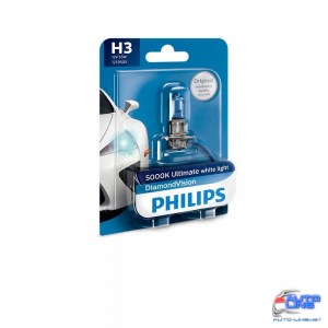 Лампа галогенная Philips H3 Diamond Vision, 5000K, 1шт/блистер 12336DVB1