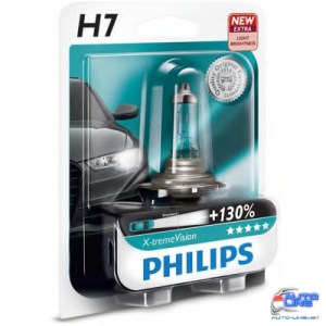 Лампа галогенная Philips H7 X-treme VISION +130%, 3700K, 1шт/блистер 12972XV+B1