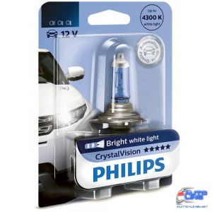 Лампа галогенная Philips H11 Cristal Vision, 4300K, 1шт/блистер 12362CVB1
