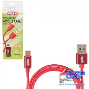 Кабель PULSO USB - Type C 5А, 1m, red (супер быстрая зарядка/передача данных) (CC-1101C RD)