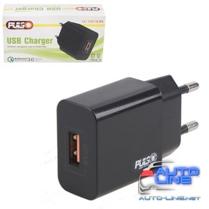 Сетевое зарядное устройство PULSO 18W, 1 USB, QC3.0 (5V*3A/9V*2A/12V*1.5A) (LC-14318 BK)