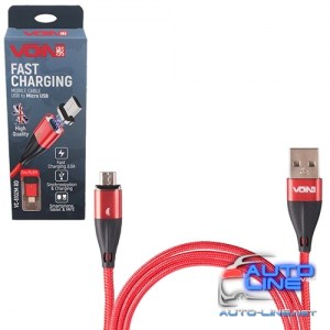 Кабель магнитный VOIN USB - Micro USB 3А, 2m, red (быстрая зарядка/передача данных) (VC-6102M RD)