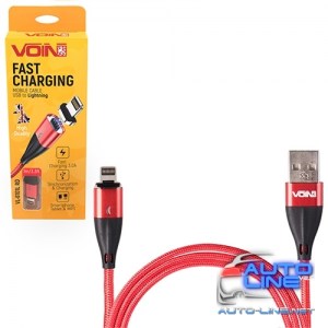 Кабель магнитный VOIN USB - Lightning 3А, 1m, red (быстрая зарядка/передача данных) (VL-6101L RD)