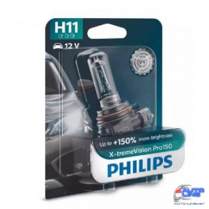 Лампа галогенная Philips W5W X-treme Vision Pro150 +150%  12V W2.1X9.5d 12961XVPB2