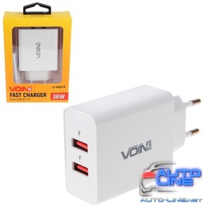 Сетевое зарядное устройство VOIN 36W, 2USB QC3.0 (3.6V-6.5V*3A, 6.5V-9V*2A, 9V-12V*1.5A) (LC-36523 W)
