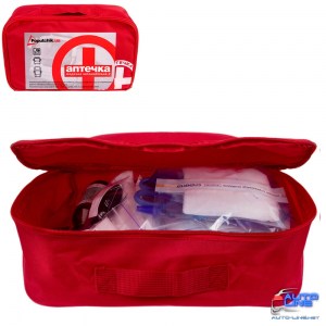 Аптечка медицинская автомобильная согласно ТУ(02-053-П), красный пластиковый футляр (02-053-П)