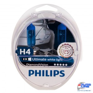 Автолампа Philips Diamond Vision H4 12V 60/55W P43t 2 шт. (12342DVS2) белый холод.свет-голуб.оттен. (12342DVS2)